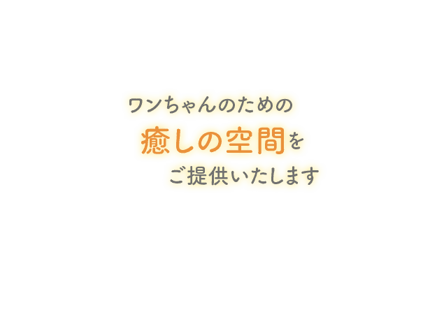 ワンちゃんのための癒しの空間をご提供いたします